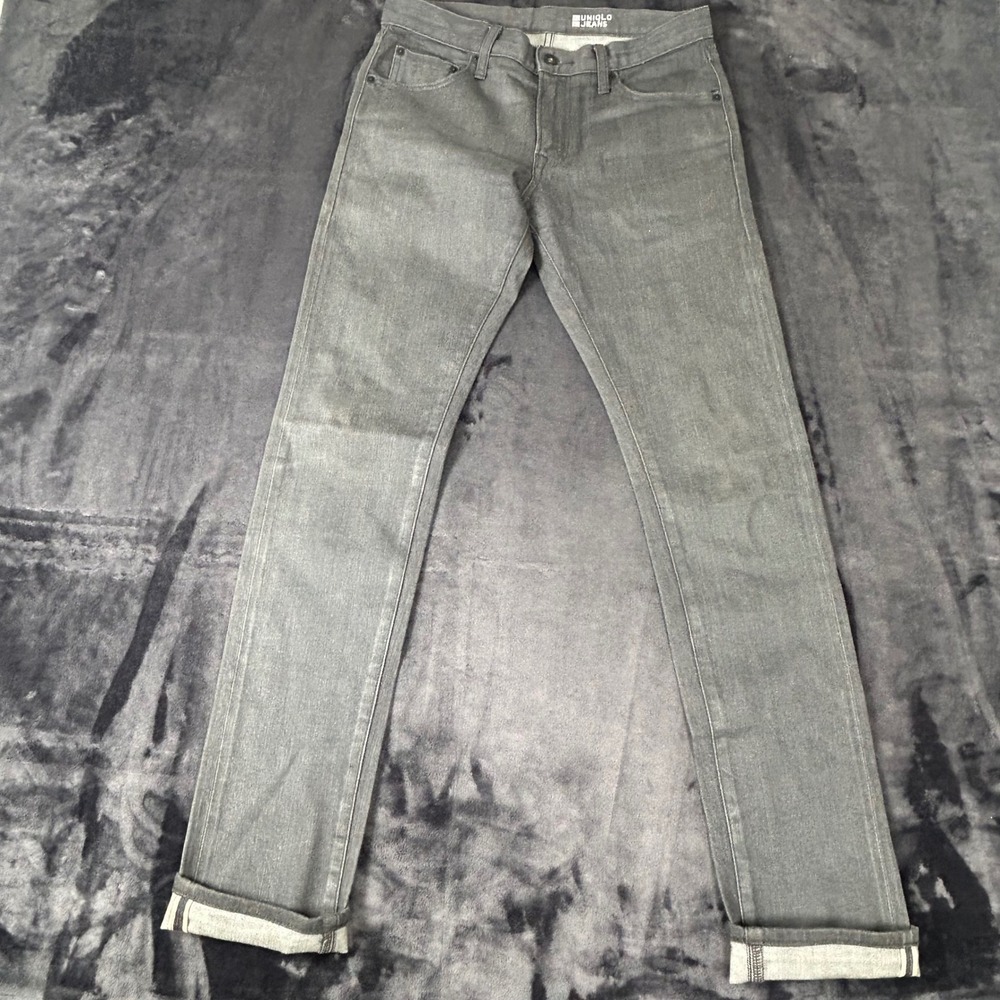 Uniqlo Selvedge Jeans Mens 31x31 Gray Slim Fit Denim Pants